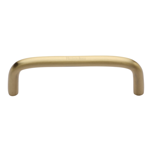 C2155 96-SB • 096 x 105 x 32mm • Satin Brass • Heritage Brass D-Pattern 08mm Ø Cabinet Pull Handle